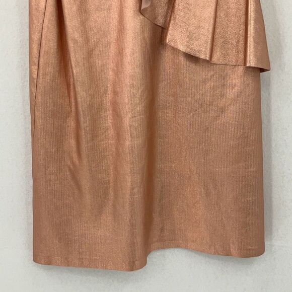 Zara Rose Gold Metallic Ruffle Mini Dress Size Medium - Picture 7 of 16